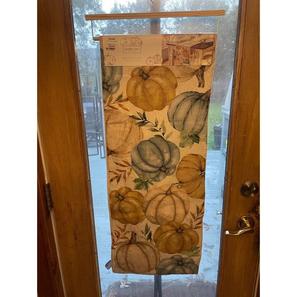 Shabby Chic Pumpkin Table Runner Autumn Fall Thanksgiving 14 x‎ 72
